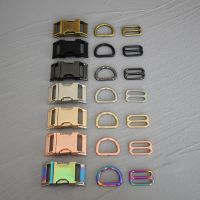 1 Set 15mm/20mm/25mm Webbing Metal Hardware D Ring Adjuster Belt Strap Slider Release Buckle Three-Piece Use For DIY Dog Collar