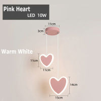 Creative White Pink Pendant Light Girl Bedroom Decor Acrylic Sconces 3 Color Temperature LED Flower Heart Butterfly Hanging Lamp