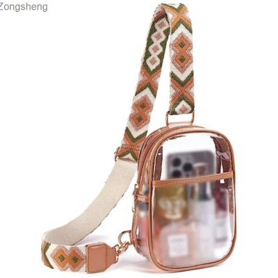 สายรัดโปร่งใสดอกไม้ PVC Hoof กระเป๋าสะพายสายเดียวผู้หญิงกระเป๋าคาดหน้าอกโปร่งใสกระเป๋าเก็บของ Zongsheng