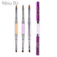 Dual-ended Acrylic Gel Brush UV Gel Drawing Brushes with Cap Acrylic Rhinestone Handle Manicure Nail Art Tool Decoration Artist Brushes Tools