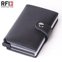 Cow Leather Card Holder Wallets Luxury Brand Men Anti Rfid Blocking Protected Leather Slim Mini Money Wallet Box Case for Women Card Holders