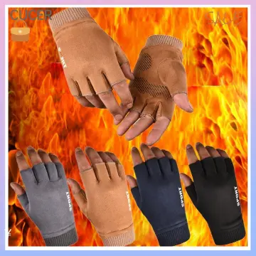 Leather Fingerless Gloves for Men, Fingerless Gloves, Black Driving Gloves, Winter Half Gloves, Touch Screen, Half Palm Gloves,Finger Cut