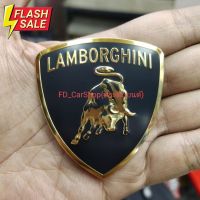 โลโก้ Lamborghini - ลัมโบร์กีนี สีทอง งานอลูมิเนียมบาง ขนาด 5.5×6cm. #โลโก้รถยนต์  #สติ๊กเกอร์รถ #Logo  #โลโก้   #โลโก้รถ