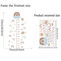 แผนภูมิการเติบโตสายรุ้งสีชมพูสำหรับเด็กวัดความสูงแผนภูมิสติ๊กเกอร์ติดผนังไม้บรรทัดเด็กเนอสเซอรี่ผนังห้องตกแต่งศิลปะจิตรกรรมฝาผนังสาว