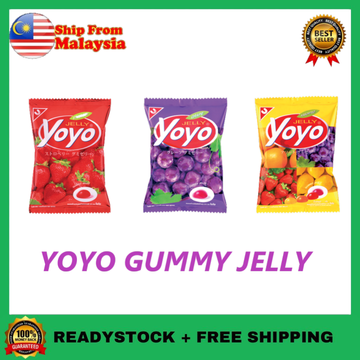 YOYO Gummy Jelly Grape/Assorted /Stawberry Flavour Thailand HALAL (20G/80G) Lazada