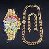 Fully Iced Out Watch Chain Bracelet Luxury Diamond Watch Hip Hop for Men Rolexable Waterproof Wristwatch Relojes Hombre 2010