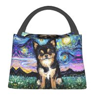 Starry Night Chihuahua ฉนวนความร้อนถุงอาหารกลางวันผู้หญิงสัตว์เลี้ยงสุนัข Lover Resuable Lunch Tote สำหรับปิกนิกกลางแจ้งอาหารกล่องอาหาร