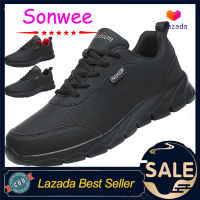 Sonwee (size 39-48) ฤดูหนาวผู้ชายหนังสบาย ๆ กีฬารองเท้าวิ่งผู้ชายแฟชั่นรองเท้าผ้าใบสบาย ๆ รองเท้ากีฬากันน้ำขนาดใหญ่ 46 47 48