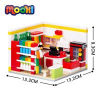 Mooxi โมเดลตึกอิฐของเล่นเพื่อการศึกษาสำหรับ MOC4048ประกอบชิ้นส่วนของขวัญสำหรับเด็กวิวถนนในเมือง