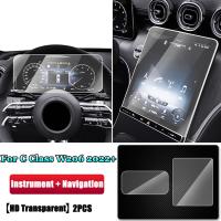 2 Pcs Car GPS Navigation Screen Film Instrument Tempered Glass Protective Film for Mercedes Benz C-Class W206 2022+