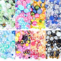 30gram Wholesale Mix Size ABS Half Round Pearls Flatback Beads AB Color Resin Rhinestone Crafts Nail Art DIY Decoration