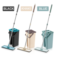 Flat Squeeze Mop and Bucket No Hand Twist Floor Cleaning Microfiber Pad Wet or Dry Use on Hardwood Composite Tile