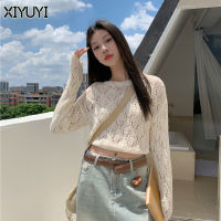 XIYUYI เสื้อกันหนาวแขนยาวชุดเดรสเว้าสีเข้มผ้าฝ้ายผู้หญิง,เสื้อแบบหลวม