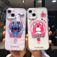 การ์ตูนหมีสตรอเบอร์รี่แม่เหล็กเคสโทรศัพท์ Iphone 11 12 13 14 Pro Max 14 Plus ฝาครอบด้านหลังเนื้อนิ่ม TPU ใส