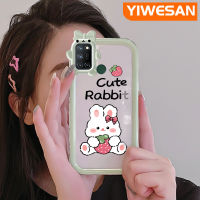 YIWESAN เคสสำหรับ Realme 7i C17 8 Pro 5 5i 5S 6i Narzo เคส20a 10a การ์ตูนสตรอเบอร์รี่กระต่ายสีสันสดใสนิ่มสำหรับเลนส์กันกระแทกแบบใสเคสมือถือป้องกันซิลิโคนเรียบง่ายฝาครอบความคิดสร้างสรรค์โปร่งใสปลอก