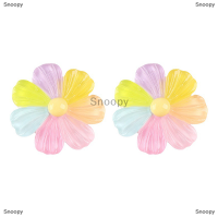 Snoopy 2ชิ้นดอกเรซินสีสันสดใสบ้านสมุดภาพหลังแบนตุ๊กตาดอกไม้อุปกรณ์ DIY ตกแต่งงานฝีมืออุปกรณ์เสริมกิ๊บ