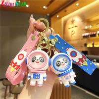 LS【ready Stock】Astronaut Panda Keychain Cute Couple Panda Bag Car Key Chain Pendant For Men Women1【cod】