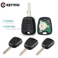 KEYYOU Kunci Remote Mobil 2ปุ่ม433Mhz ID46สำหรับ Peugeot 106 107 206 306 307 207 407คู่กับ Citroen C1 C3 C4แซ็กโซปิคัสโซ่