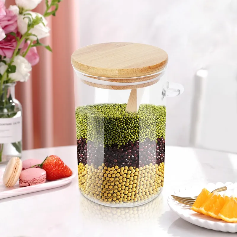 Glass Jar Loose Tea Coffee Bean Sugar Salt Food Storage Container