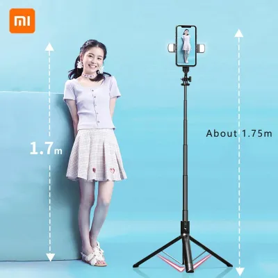 ไม้เซลฟี่ Xiaomi ขาตั้งกล้องโทรศัพท์ยาว1.8เมตรเสากล้องส่องทางไกลแบบพกพาขาตั้งสามขาบลูทูธไร้สายพร้อมรีโมทคอนโทรล