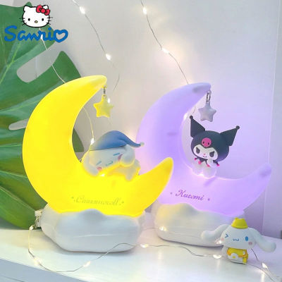 SANRIO Kuromi chiffonroll Moon Light Kawaii 3D การ์ตูนเครื่องประดับน่ารักความงามห้องนอน Night Light โคมไฟตกแต่งข้างเตียง gi.fts