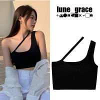 Lune_Grace 81038# เสื้อครอปไหมพรม ดีไซน์ไหล่เสียง เก๋ๆ ผ้านุ่มใส่สบาย แฟชั่นวัยรุ่น สดน่ารัก