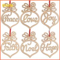 OSIDE 6Pcs ชนบท Noel Love Hope สันติภาพความสุขศรัทธา ต้นคริสต์มาส จี้งานฝีมือ จดหมายไม้คริสต์มาส เครื่องประดับแขวนประดับ