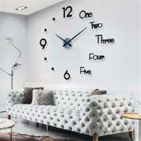 ZZOOI 90/130cm Home Decoration Acrylic Mirror Large Quartz Wall Clock 3D DIY Big Size Wall Sticker Clock Modern Design Unique Gift