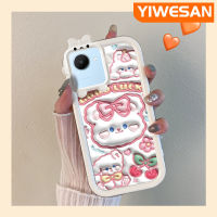 YIWESAN เคสสำหรับ Realme C30 C30s Narzo 50i 3D การ์ตูนน่ารักกระต่ายเชอร์รี่ดีไซน์ใหม่สีสันเคสโทรศัพท์ซิลิโคนนิ่มกันกระแทกเคสป้องกันเลนส์กล้องปิศาจน้อยน่ารัก