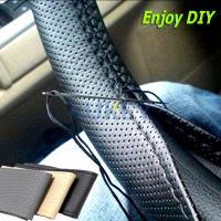 Hand Sewing DIY Black Car Steering Wheel Cover PU Leather With Needles and Thread Van For Ford Focus 2 3 Kia Rio Hyundai Solaris Steering Wheels Acces