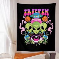 ▽ Alien Tapestry Magic Psychedelic Mushroom UFO Wall Tapestry Home Decor Bedroom Living Room Dorm Apartment Decor Cloth