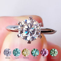 ลดราคา1-3CT ของแท้ Moissanite แหวนสีฟ้าสีเขียวสีชมพูที่เรียบง่ายคลาสสิกเพชรแหวนเงิน925สำหรับผู้หญิงสาวของขวัญแต่งงาน