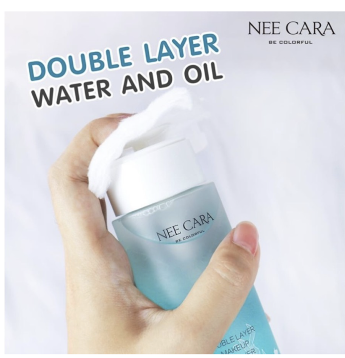 nee-cara-double-layer-makeup-remover-n-408-ขนาด-150ml-ลบเมคอัพเกลี้ยงหมดจด-ทำความสะอาดได้อย่างล้ำลึก-ของแท้-พร้อมส่ง