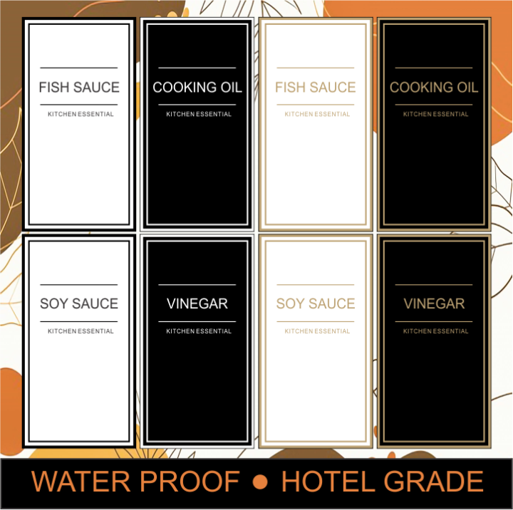 STICKER LABEL FOR SQUARE BOTTLES ( Wednesday Long) vinegar, oil, soy