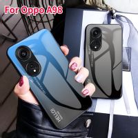 เคสสำหรับ A78 A98 Oppo A58 A1 Pro 5G 2023 Reno8T 4G 5G เคสกระจกสีใสดูหรูหราไล่ระดับสีกรอบด้านหลังเคสโทรศัพท์กระจกกันกระแทกกล้องกันกระแทก