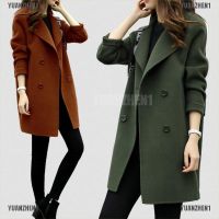 Women Winter Woolen Long Coat Casual Solid Slim Jackets Warm Overco