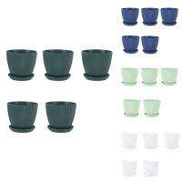 Plastic Planter Pots for Plants, 5 Pack 6 Inch Flower Pots with Drainage Holes and Saucers, for Indoor Outdoor