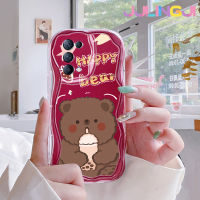 Jlingji เคสสำหรับ OPPO Reno 5 5G Reno 5K 5G ค้นหา X3 Lite ลายการ์ตูนหมีสุขสันต์ดีไซน์ใหม่เนื้อครีมขอบคลื่นนุ่มเคสมือถือกันกระแทกแบบใสนุ่มฝาครอบป้องกันเรียบง่ายอ่อนโยน