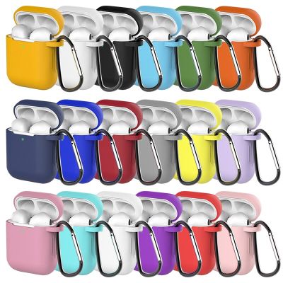 Silicone Earphone Cases For Airpods 1/2 Case Cover Headphone Accessories Protective Box For Apple Airpods 2 Case Bag With Hook Headphones Accessories