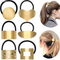 ۞☄❇ Fashion Metal Circle Ponytail Holder Hair Ropes Punk Gold Color Elastic Hair Bands Simple Hair Ties Hair Accessories For Women