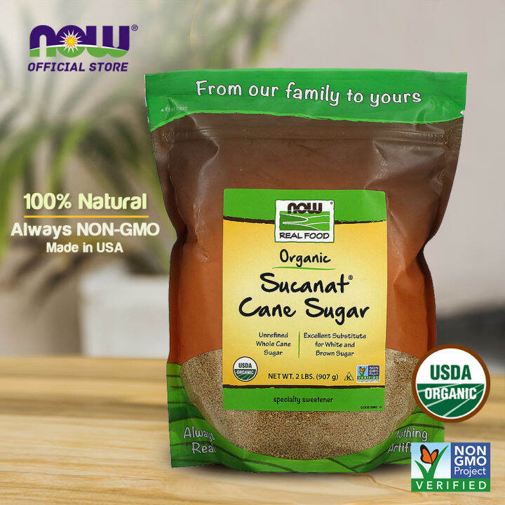 NOW Foods, Certified Organic Sucanat Cane Sugar, Powder From Pure ...