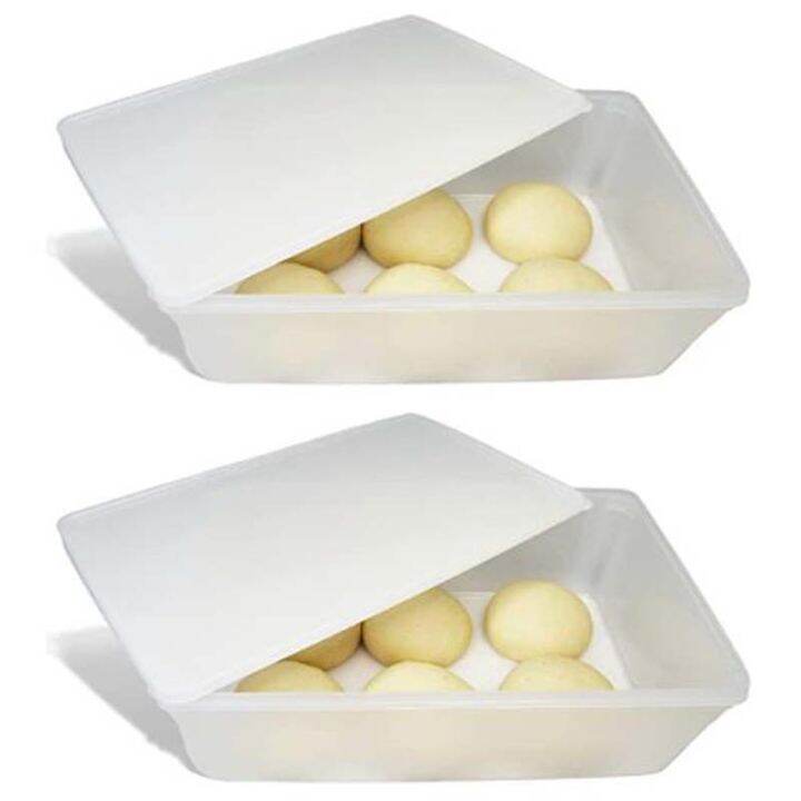 2 Pack Produce Saver Containers for Refrigerator, Pizza Dough Proofing