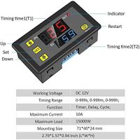 วงจรจอแสดงผลแอลอีดีรีเลย์หน่วงเวลาเวลาแบบดิจิตอล Ac 110V 220V Dc 12V รีเลย์ปุ่มควบคุมเวลาตั้งเวลาปรับได้สวิทช์ดีเลย์