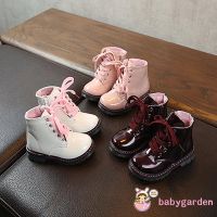 Babygarden- รองเท้าบูทมาร์ติน หนัง PU แบบผูกเชือก มีซิปด้านข้าง กันลื่น แฟชั่นสําหรับเด็กผู้หญิง