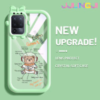 Jjlingji เคสสำหรับ OPPO A94 4G F19 Pro Reno 5F Reno 5 Lite เคสการ์ตูนนาซ่านักบินอวกาศหมีลวดลายเคสกันกระแทกเคสนิ่มซิลิโคนหนาทนทานต่อการตกและเคสโทรศัพท์แบบใสทนทานต่อการเสียดสี