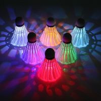 4Pcs LED Colorful Badminton Shuttlecock Ball Dark Night Glowing Feather Lighting Balls Outdoor Sport Accessories