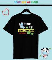 เสื้อยืดสีดำ ฉันฉีดวัคซีนแล้ว Im Vaccinated ใส่สบาย สีสันสดใส สกรีนแบบ DTG