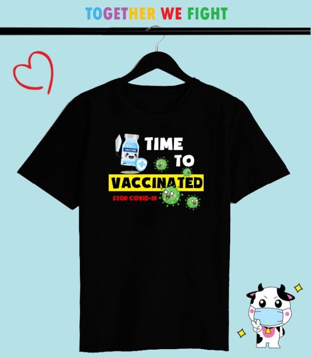 เสื้อยืดสีดำ-ฉันฉีดวัคซีนแล้ว-im-vaccinated-ใส่สบาย-สีสันสดใส-สกรีนแบบ-dtg