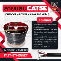 Apollo สายแลน Lan Cable UTP CAT5E Outdoor + Power Line + Messeger wire สำหรับใช้ภายนอก 305m./Box สายอินเตอร์เน็ท NETWORK  และกล้องวงจรปิด CCTV