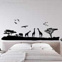 Wall stickers◎✼ 13guejudroto1971 africano animais paisagem girafa elefante adesivo de parede quarto sofá selva animal árvore selvagens decalque da do vinil decoração